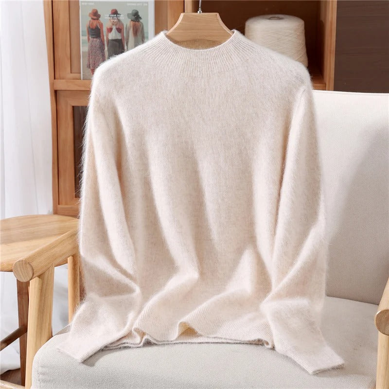 Luxurious Mink Cashmere Pullover – Women’s Soft Mock Neck Sweater for Autumn & Winter | Premium Knitwear – Free Worldwide Shipping