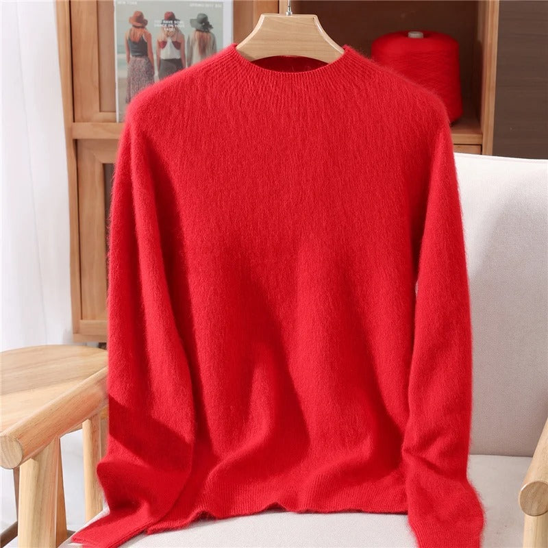 Luxurious Mink Cashmere Pullover – Women’s Soft Mock Neck Sweater for Autumn & Winter | Premium Knitwear – Free Worldwide Shipping