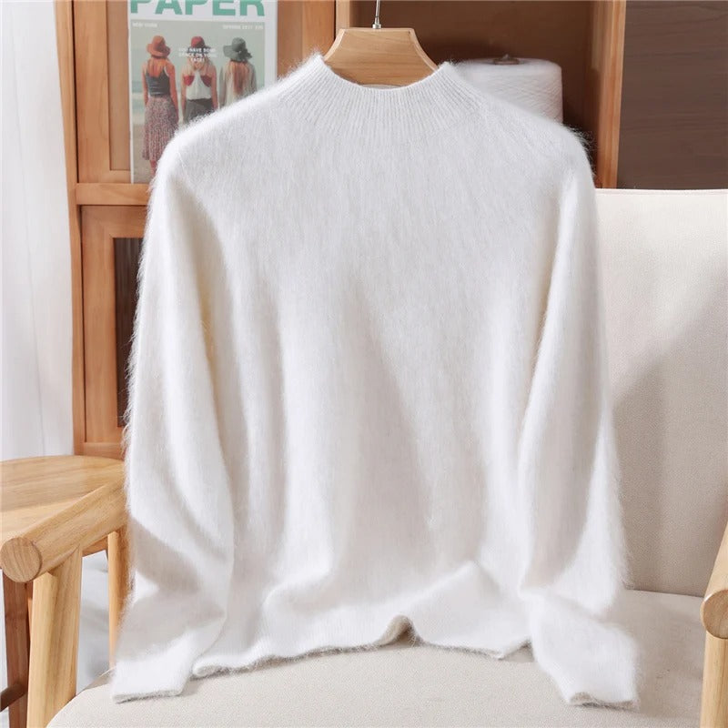 Luxurious Mink Cashmere Pullover – Women’s Soft Mock Neck Sweater for Autumn & Winter | Premium Knitwear – Free Worldwide Shipping