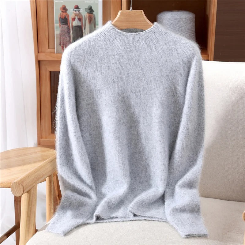 Luxurious Mink Cashmere Pullover – Women’s Soft Mock Neck Sweater for Autumn & Winter | Premium Knitwear – Free Worldwide Shipping