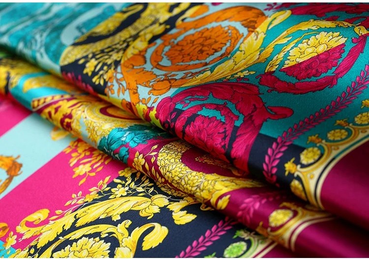 Luxury Silk Stretch Charmeuse Satin Fabric – 3D Printed Silk Satin Dressmaking Material + FREE DELIVERY WORLDWIDE 🚚