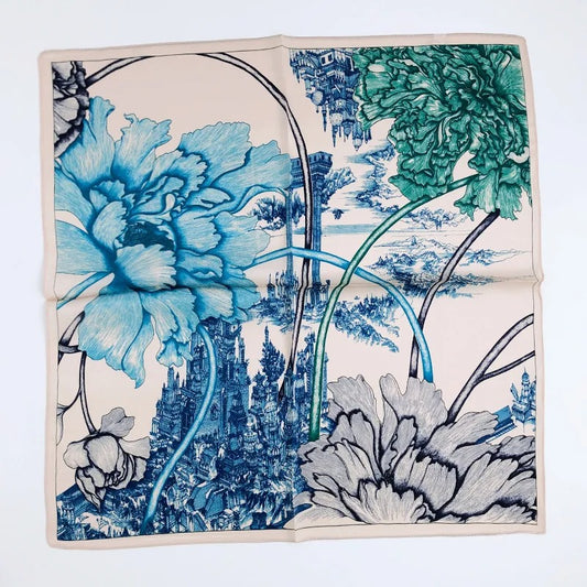 00% Mulberry Silk Scarf Square for Women – Lightweight Printed Bandana / Neck / Hair Wrap, 53×53 cm, Free Worldwide Shipping