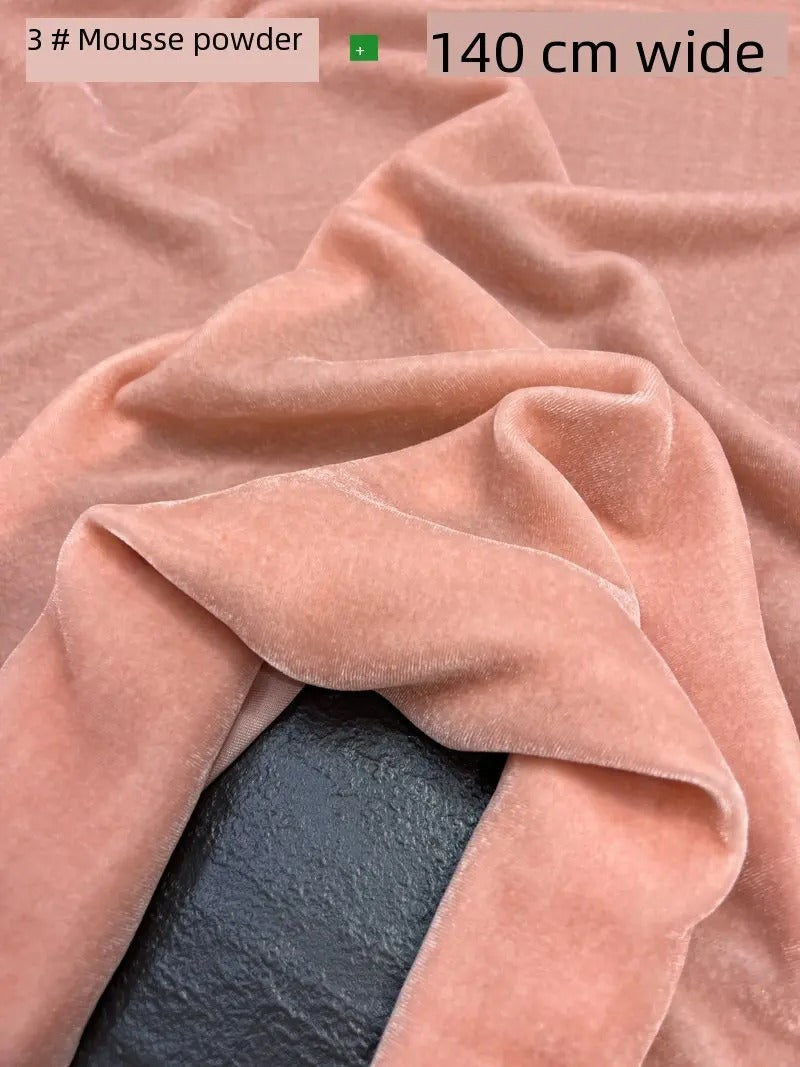 Silk Velvet Fabric – 100% Mulberry Silk Base, Rayon Pile, 140 cm Wide | 40 Luxe Colours for High-End Dresses