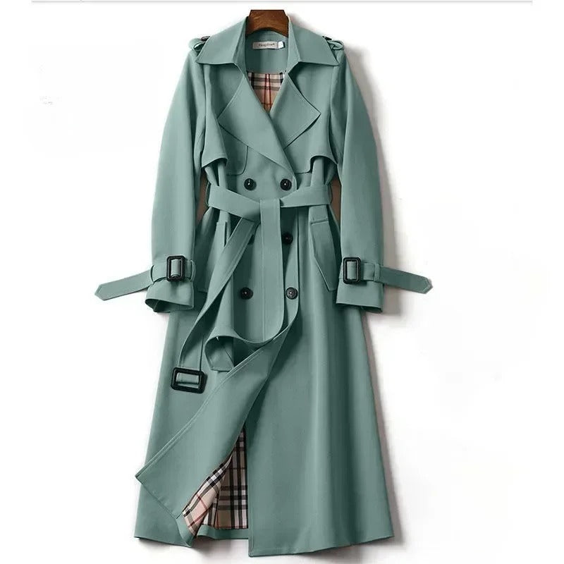Women’s Long Winter Trench Coat • Slim Belted Streetwear Windbreaker Jacket – All‑Season Elegance