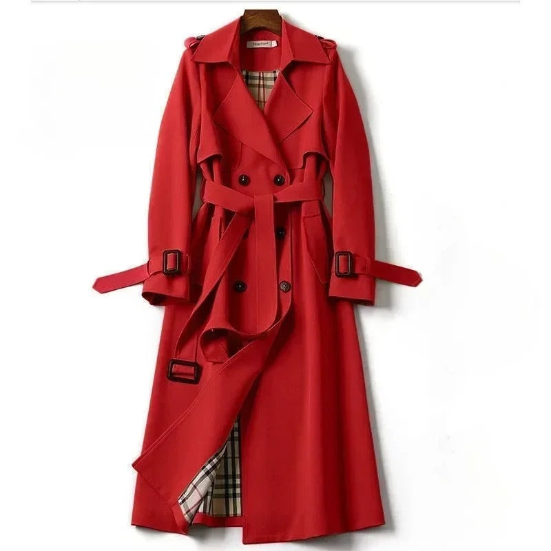 Women’s Long Winter Trench Coat • Slim Belted Streetwear Windbreaker Jacket – All‑Season Elegance