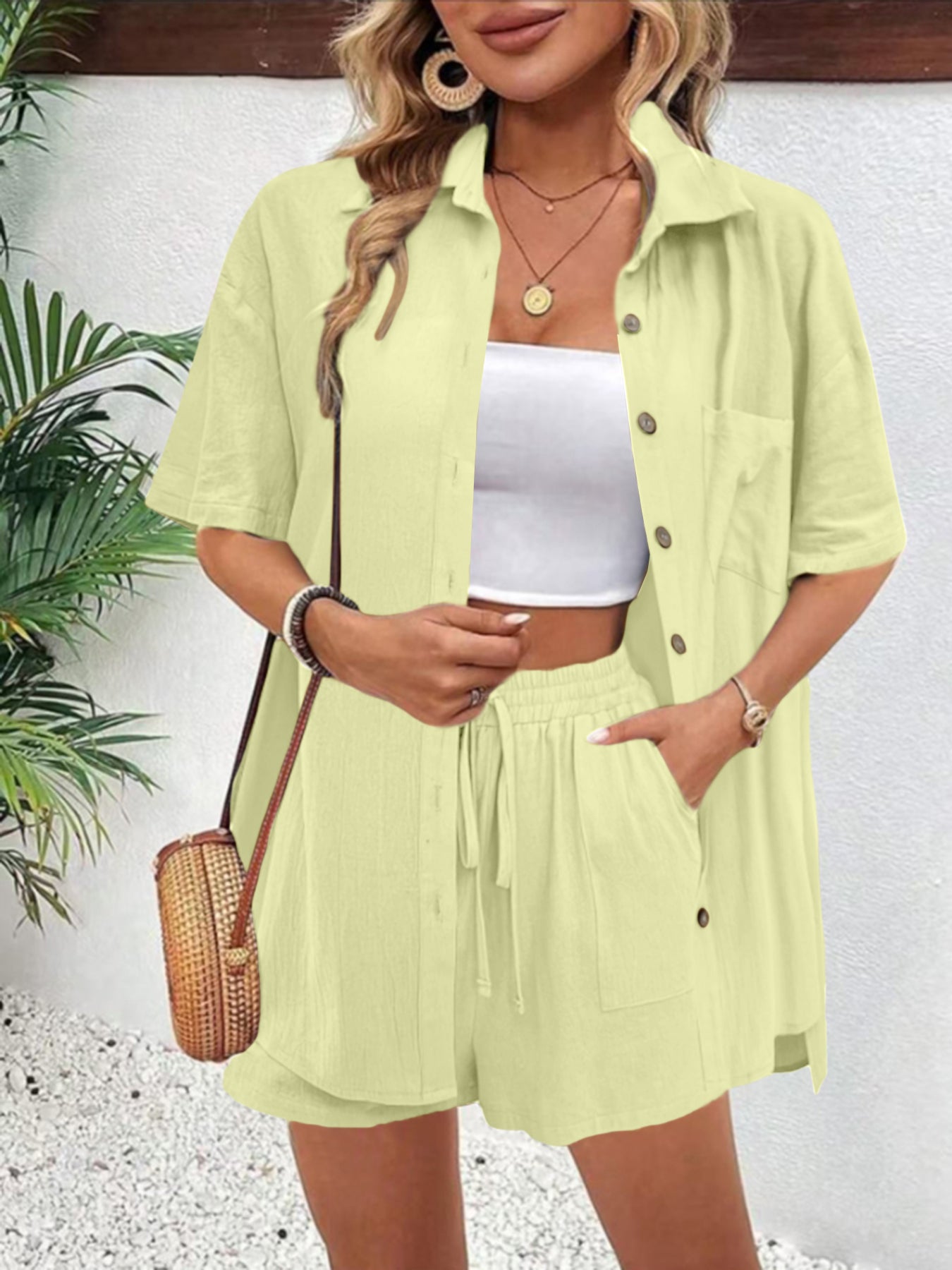 Cross-border Women's Amazon Hot-selling Distressed Cardigan Shorts Fashionable Elegant Casual Women's Set + 🚚 Free Worldwide Shipping