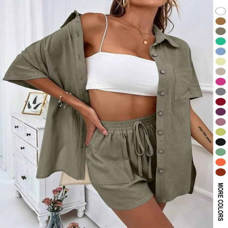 Cross-border Women's Amazon Hot-selling Distressed Cardigan Shorts Fashionable Elegant Casual Women's Set + 🚚 Free Worldwide Shipping