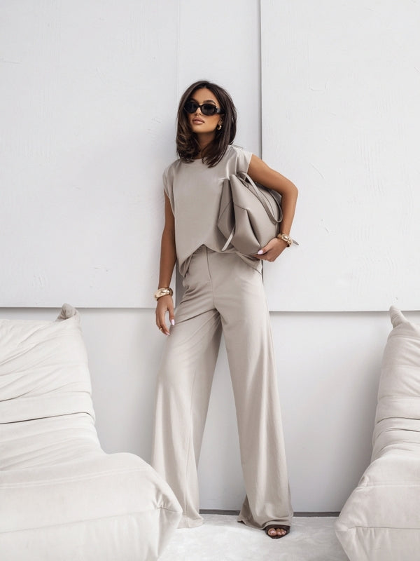 Women’s 2 Piece Casual Lounge Set – Loose Fit T-Shirt & Wide Leg Pants | Soft Breathable Summer Co-Ord Outfit + 🚚 Free Worldwide Shipping