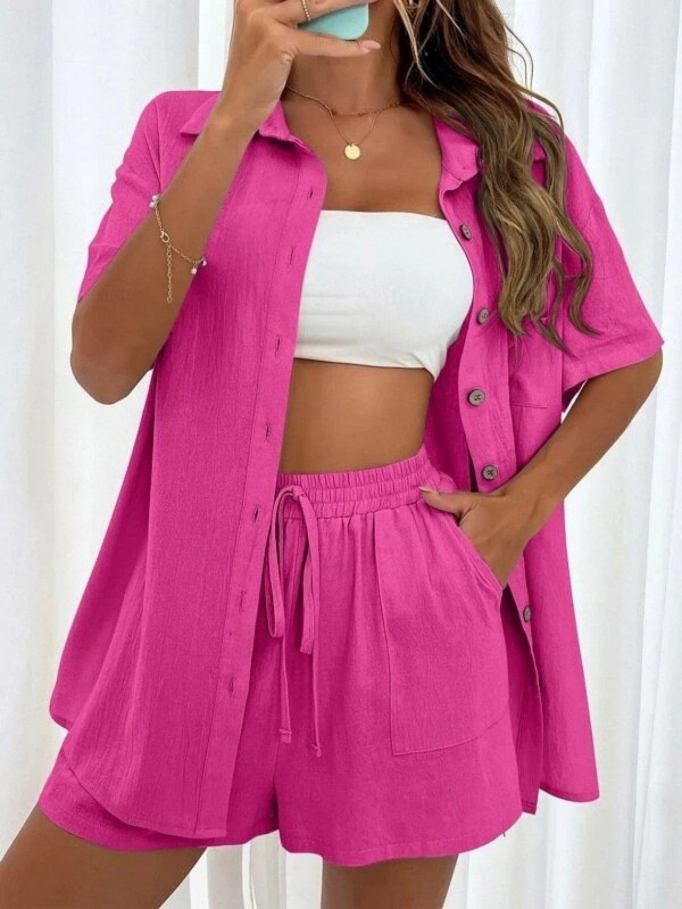 Cross-border Women's Amazon Hot-selling Distressed Cardigan Shorts Fashionable Elegant Casual Women's Set + 🚚 Free Worldwide Shipping