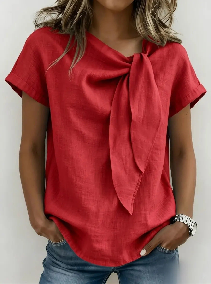 Women's Summer Short Sleeve Casual T-Shirt - Cotton Blend Lightweight Everyday Top For Daily Wear  + 🚚 Free Worldwide Shipping 🎉 Extra 30% OFF At Checkout