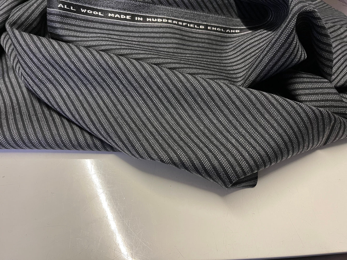 NEW High Class All Wool Made In Huddersfield England Stripe Suiting Fabric