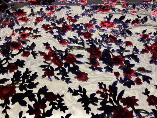 NEW High Class Floral Viscose Silk Velvet Devore Fabric (See Description)