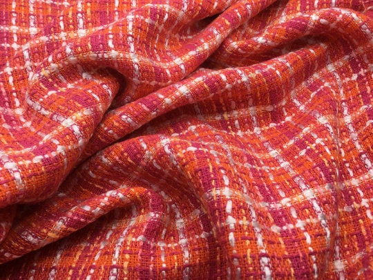 NEW Designer Multicoloured Cotton Boucle Tweed Fabric