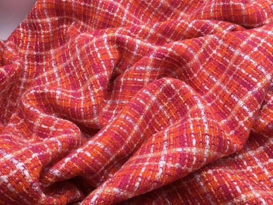 NEW Designer Multicoloured Cotton Boucle Tweed Fabric