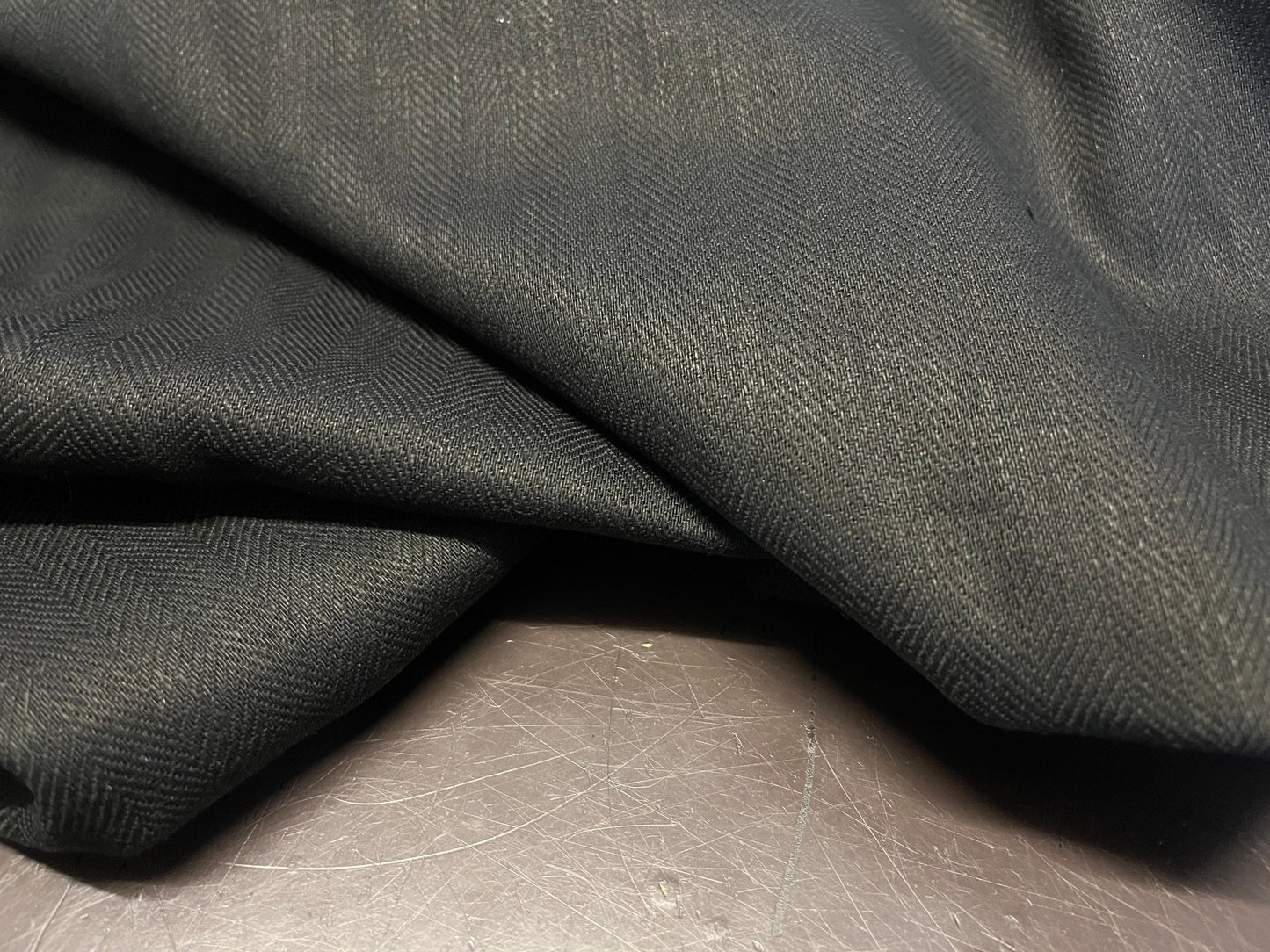 NEW High Class Black Herringbone 100% Linen Fabric