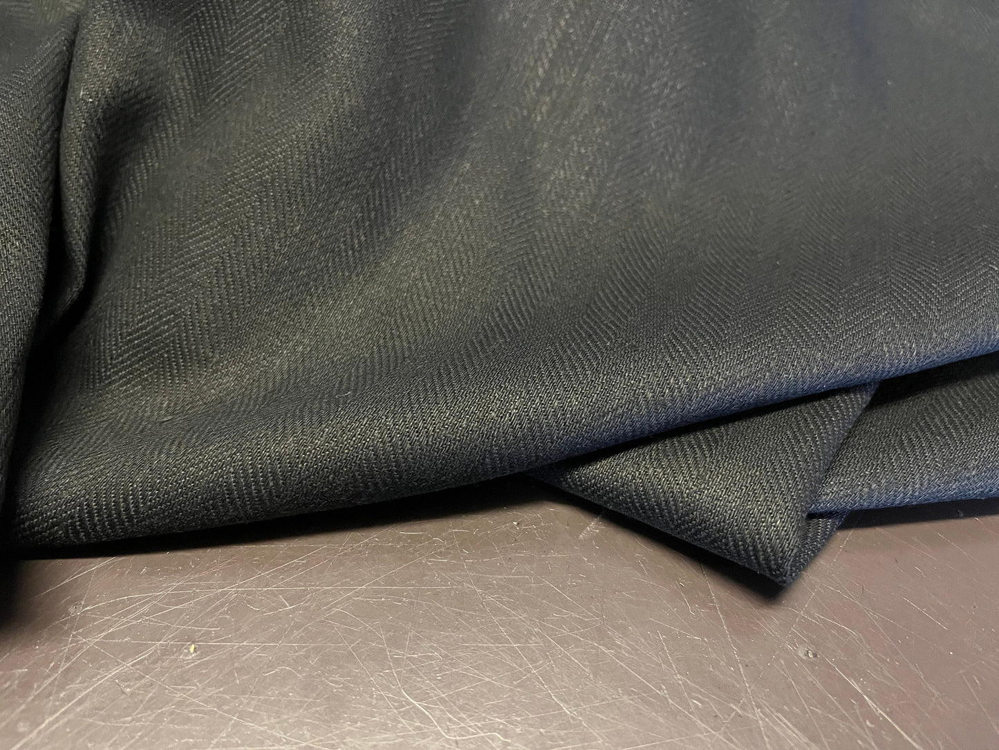 NEW High Class Black Herringbone 100% Linen Fabric