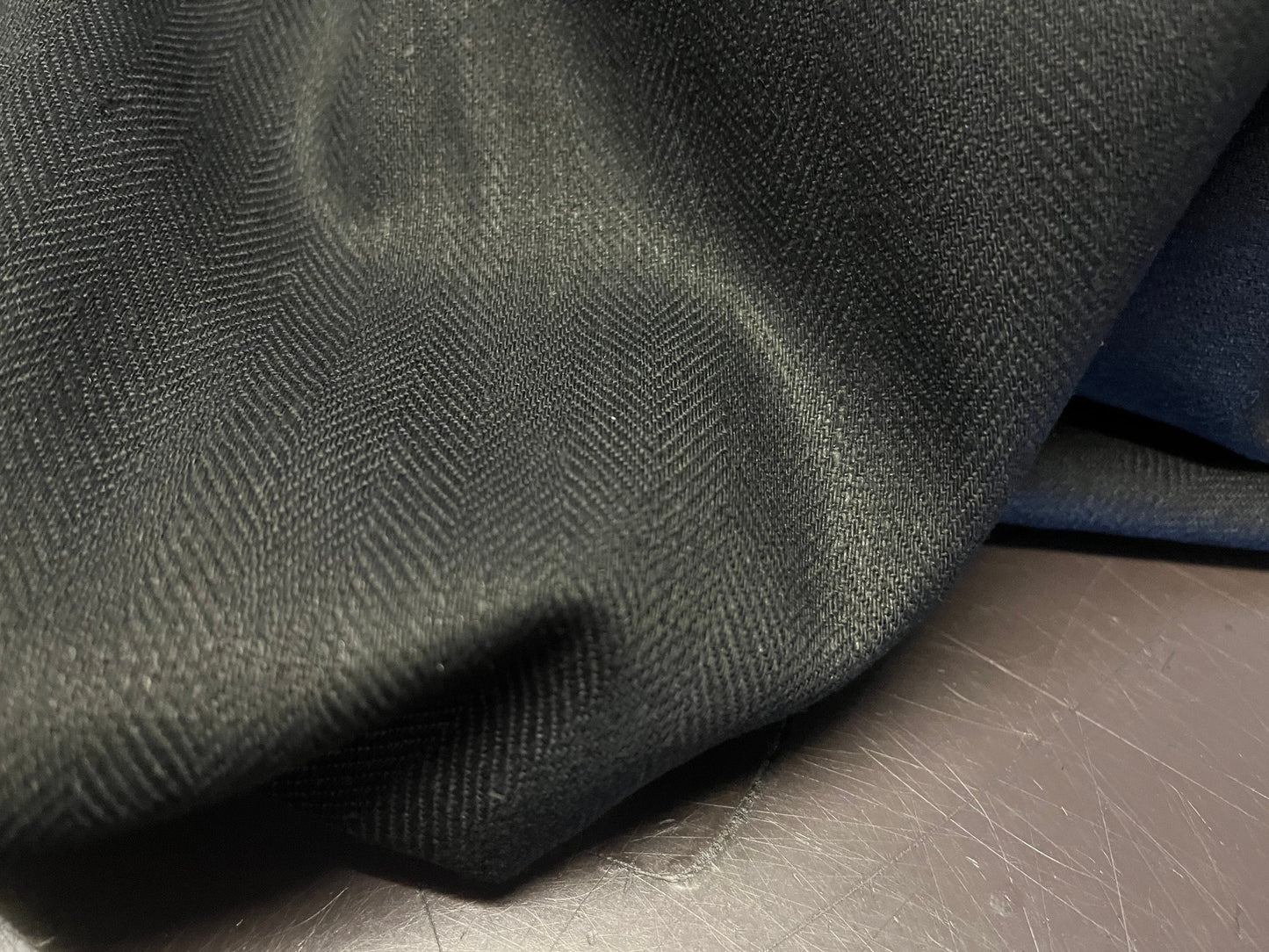 NEW High Class Black Herringbone 100% Linen Fabric