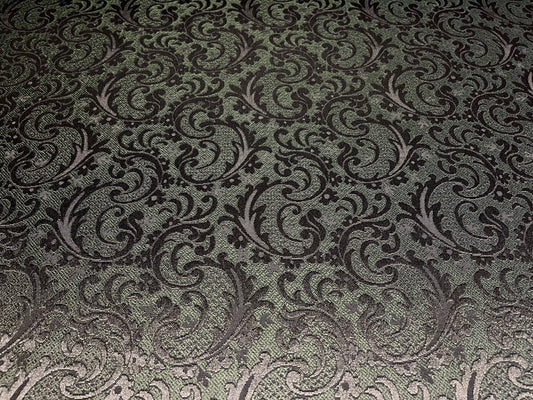 NEW High Class Black Green Jacquard Brocade Fabric