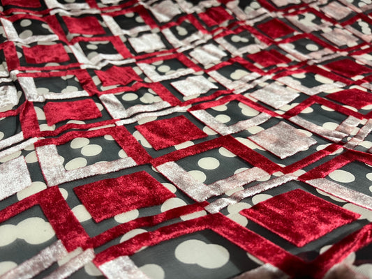 NEW High Class Square Viscose Silk Velvet Devore Spot Print Fabric