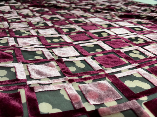 NEW High Class Square Viscose Silk Velvet Devore Spot Print Fabric