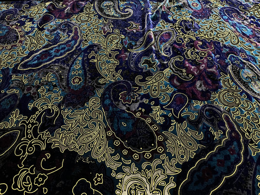 NEW High Class Paisley Viscose Silk Velvet Devore Fabric