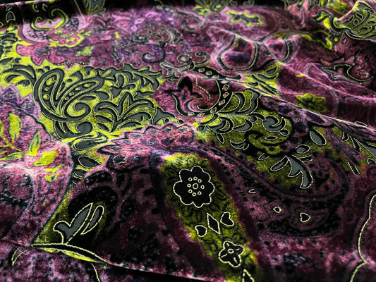 NEW High Class Paisley Viscose Silk Velvet Devore Fabric (See Description)