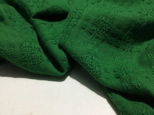 NEW High Class Couture Green 100% Wool Check Fabric