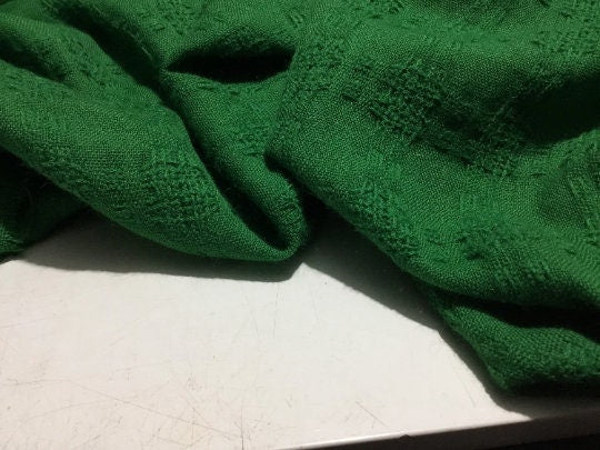 NEW High Class Couture Green 100% Wool Check Fabric