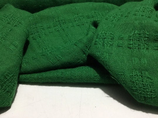 NEW High Class Couture Green 100% Wool Check Fabric