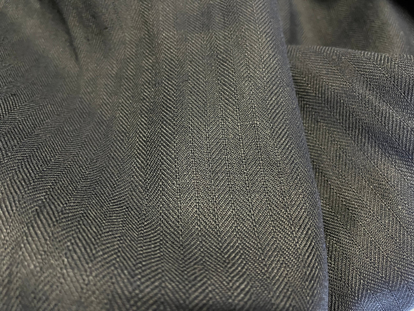 NEW High Class Black Herringbone Linen Fabric