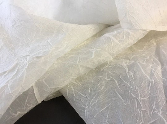 NEW High Class Ivory 100% Pure Silk Crushed Chiffon Organza Bridal Fabric