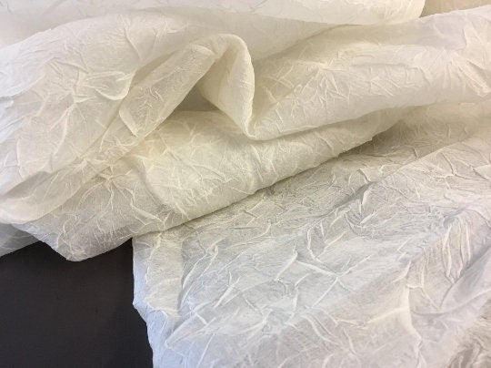 NEW High Class Ivory 100% Pure Silk Crushed Chiffon Organza Bridal Fabric