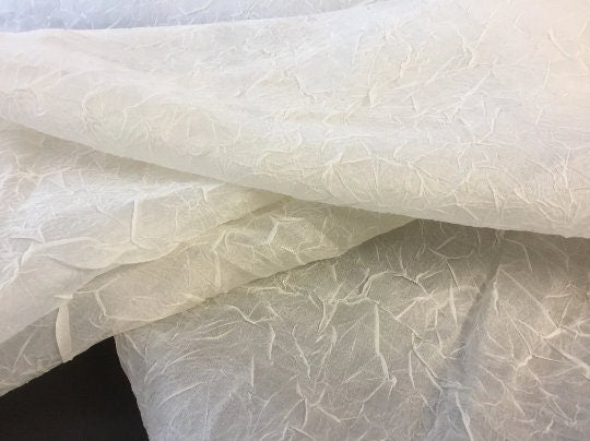 NEW High Class Ivory 100% Pure Silk Crushed Chiffon Organza Bridal Fabric