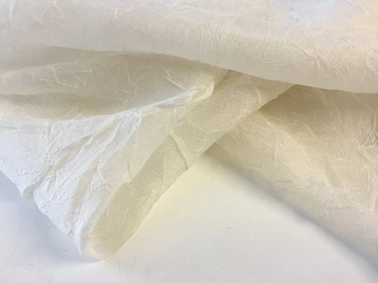 NEW High Class Ivory 100% Pure Silk Crushed Chiffon Organza Bridal Fabric