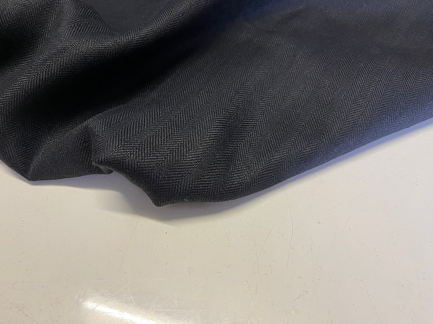 NEW High Class Black Herringbone Linen Fabric