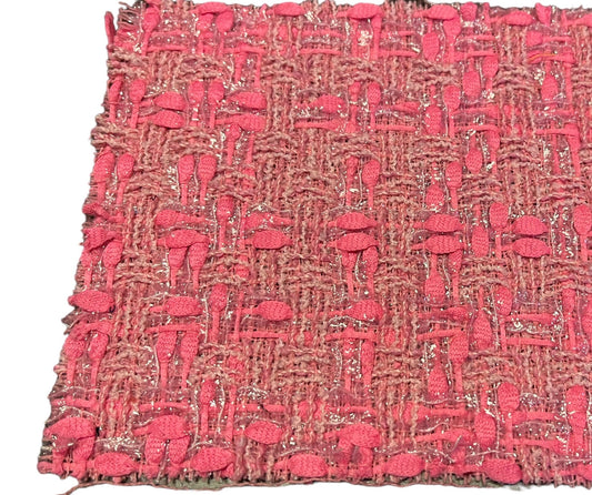 NEW High Class Couture Bubble Gum, Pastel Pink Wool Tweed Boucle Fabric (Read Description)