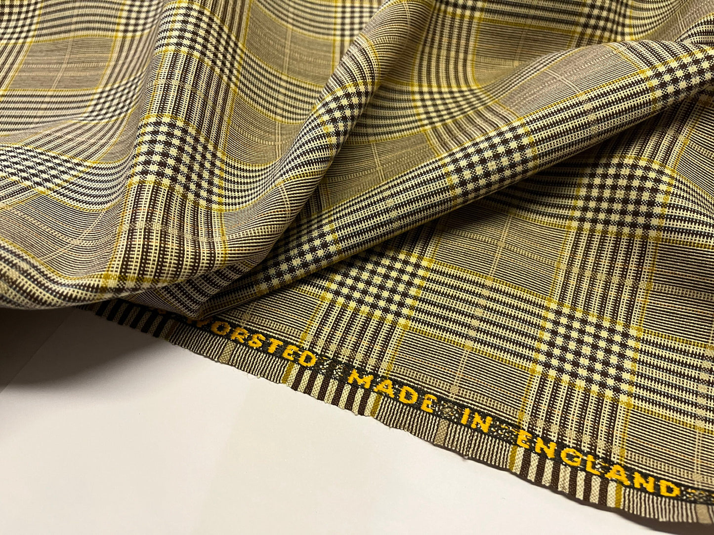 NEW High Class Check Terylene Worsted Wool Suiting Fabric Made In England