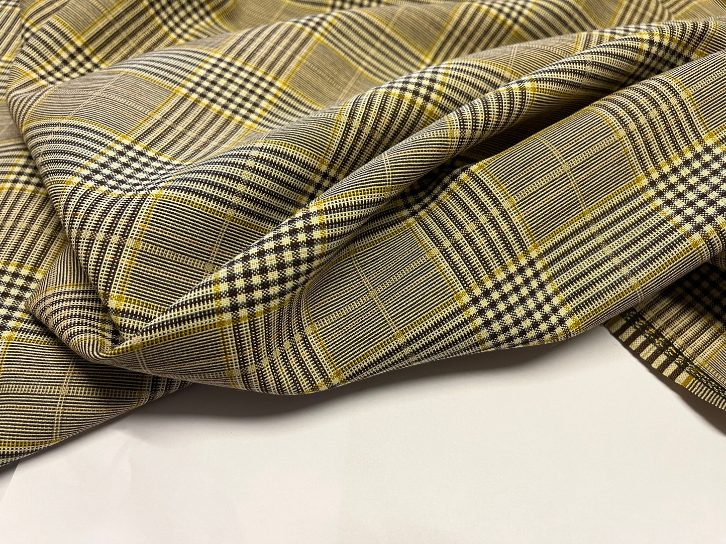 NEW High Class Check Terylene Worsted Wool Suiting Fabric Made In England