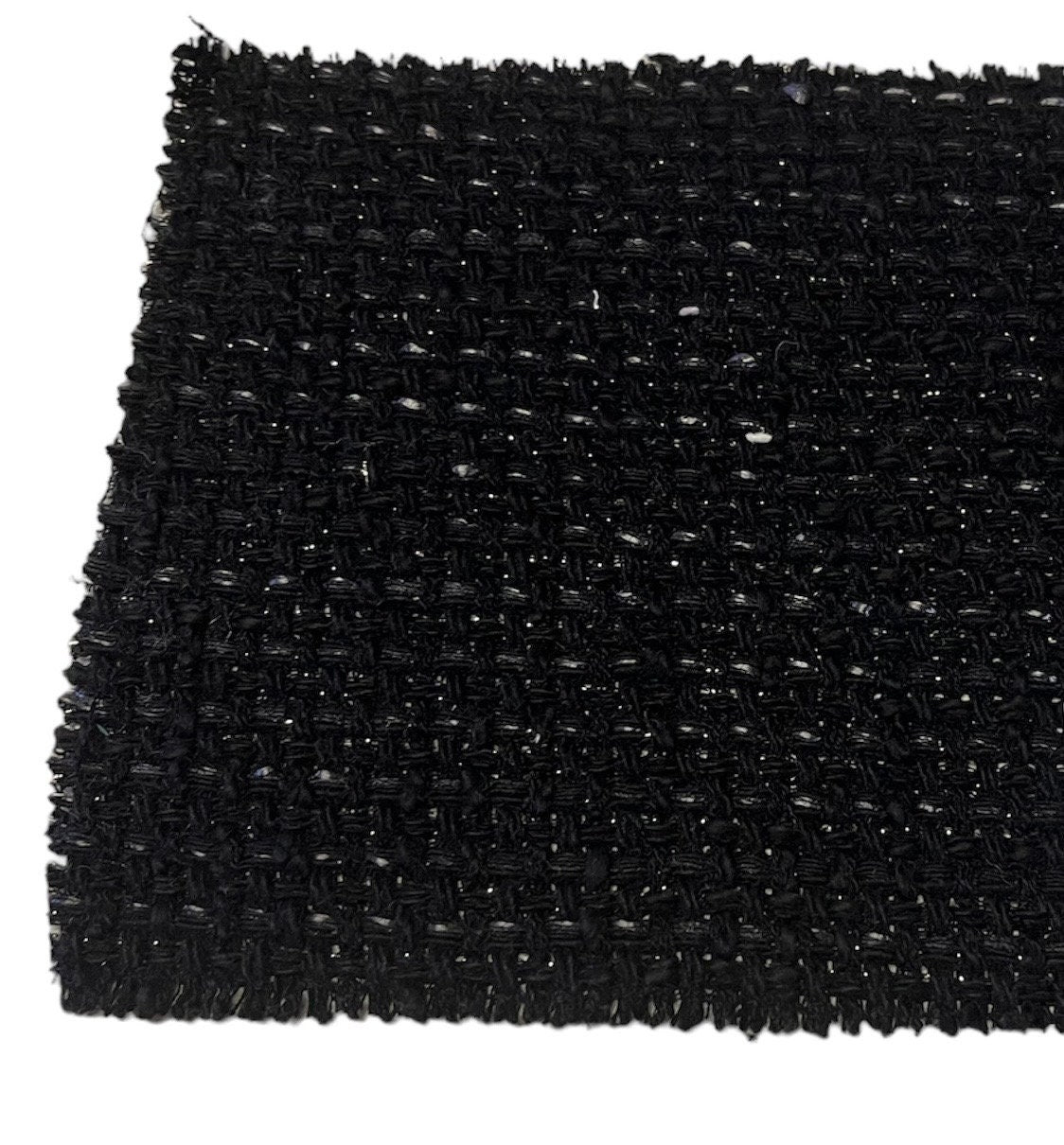 NEW High Class Black Silver Metallic Couture Tweed Boucle Fabric (Read Description)