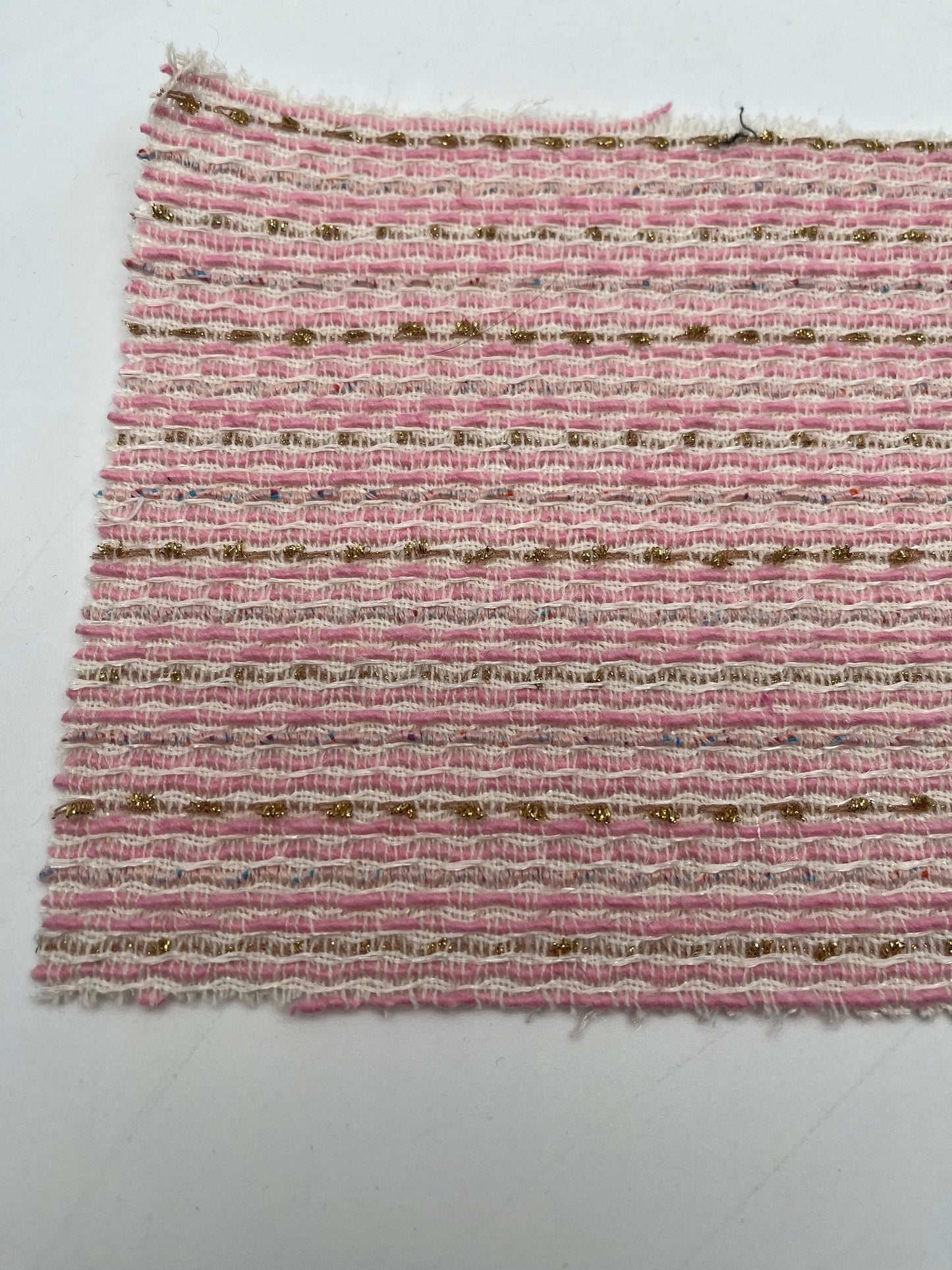 NEW High Class  Blush Pink White Gold Stripe Wool Couture Tweed Boucle Fabric (Read Description)