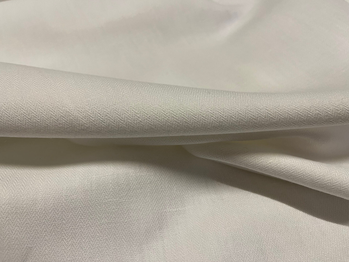 NEW High Class White 100% Linen Herringbone Fabric