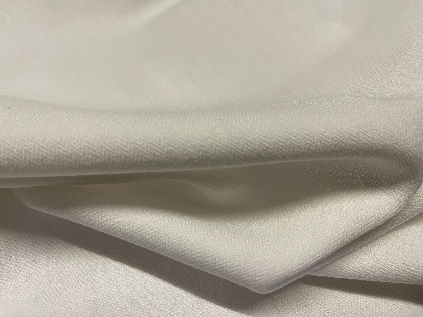 NEW High Class White 100% Linen Herringbone Fabric