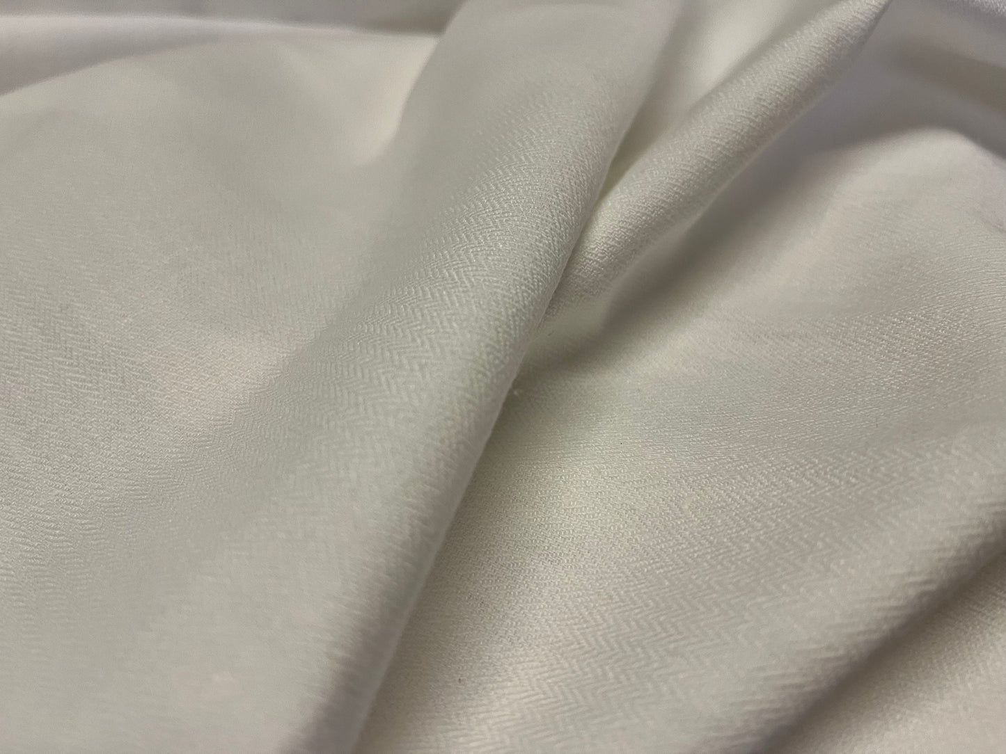 NEW High Class White 100% Linen Herringbone Fabric