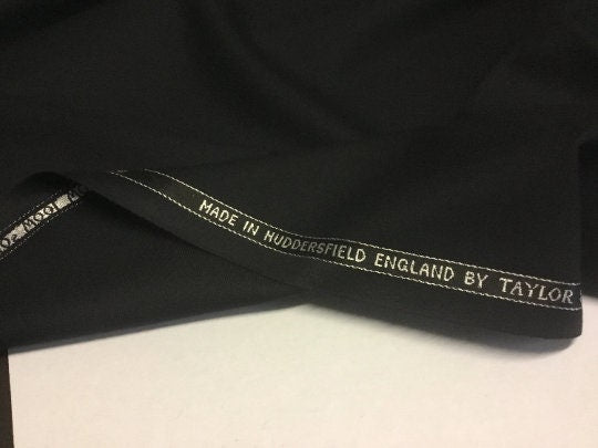 NEW High Class Black Luxury Super 110’s Wool Worsted Made In Huddersfield England By Taylor & Lodge Suiting Fabric