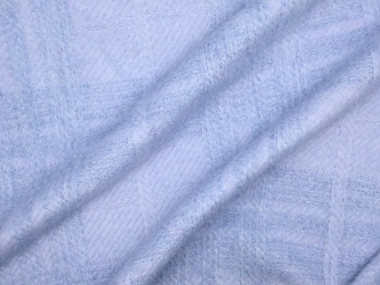 NEW High Class Light Blue Wool Check Lurex Fabric