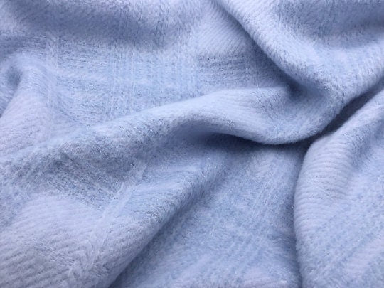 NEW High Class Light Blue Wool Check Lurex Fabric