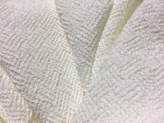 NEW High Class Couture Ivory White Tweed Boucle Fabric