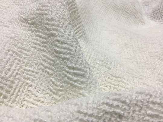 NEW High Class Couture Ivory White Tweed Boucle Fabric