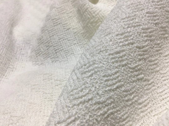 NEW High Class Couture Ivory White Tweed Boucle Fabric