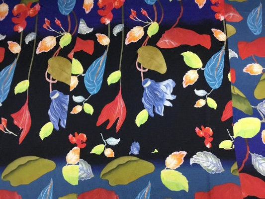 NEW Haute Italian 100% Silk Floral Picasso Print Fabric Made In Italy